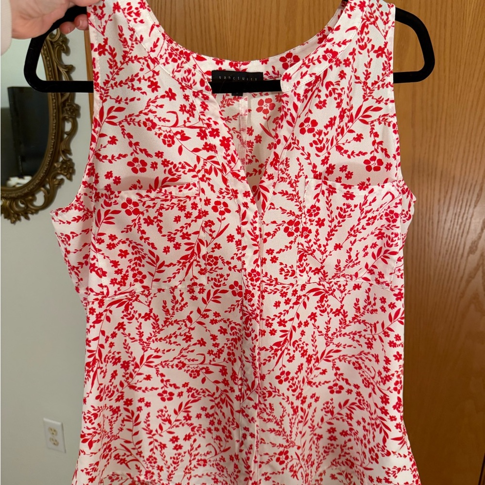 Sanctuary Red and White Floral Blouse